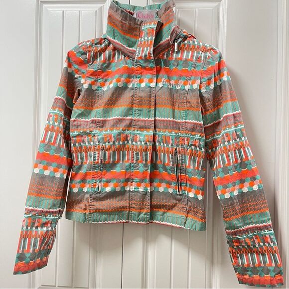 Bench Geometric Tribal Print Jacket Orange Turquoise - S - Picture 3 of 12